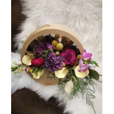 Darčekový box z miešaných kvetov - Okrúhly