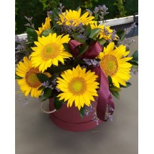Darčekový box z miešaných kvetov - Okrúhly